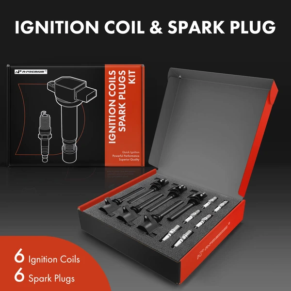 Ignition Coil and Spark Plug Kit Set of A Set of 12 Iridium Series, 2-Blade Terminal A-Premium APIC0517