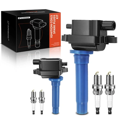 2 Pcs Black Ignition Coil & 4 Pcs IRIDIUM Spark Plug Kit