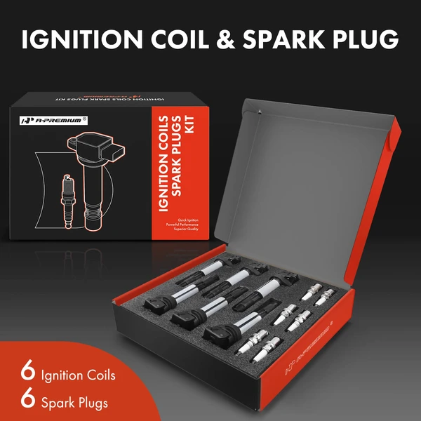 Ignition Coil and Spark Plug Kit Set of A Set of 12 Iridium Series, 3-Blade Terminal A-Premium APIC0518