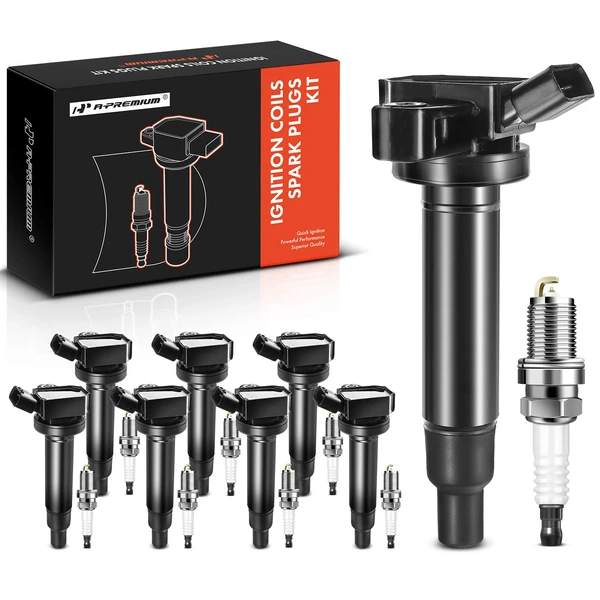 2001-2009 Toyota Sequoia Ignition Coil and Spark Plug Kit Set of A Set of 16 Iridium Series, 4-Blade Terminal A-Premium APIC0519