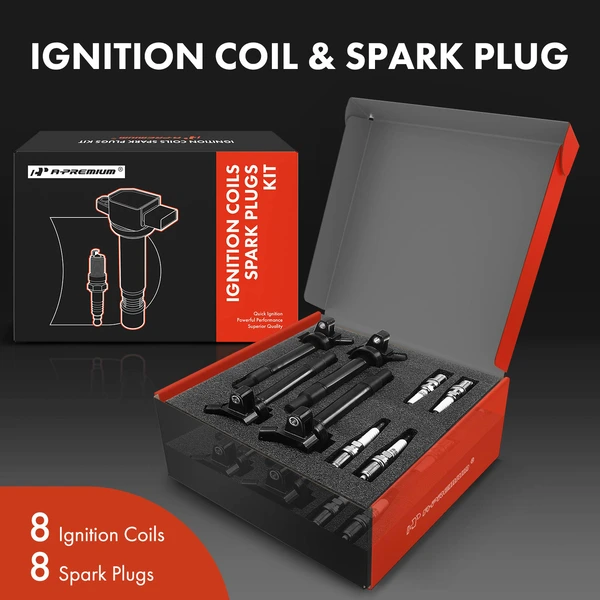 Ignition Coil and Spark Plug Kit Set of A Set of 16 Iridium Series, 4-Blade Terminal A-Premium APIC0519