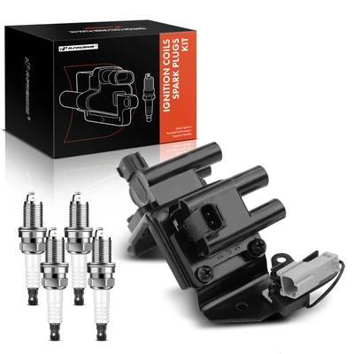 1 Pc Black Ignition Coil & 4 Pcs IRIDIUM Spark Plug Kit