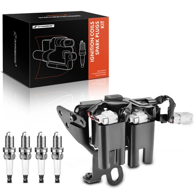1 Pc Black Ignition Coil & 4 Pcs IRIDIUM Spark Plug Kit