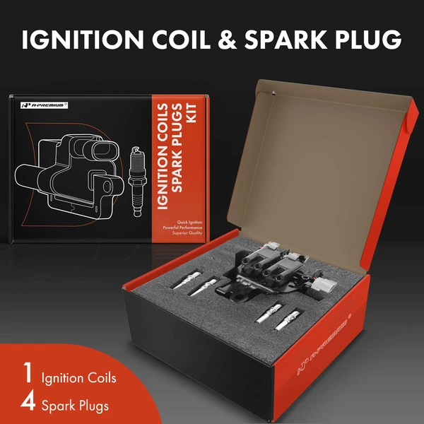 Ignition Coil and Spark Plug Kit Set of A Set of 5 Iridium Series, 3-Blade Terminal A-Premium APIC0646