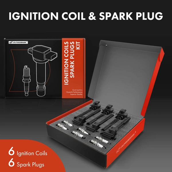 Ignition Coil and Spark Plug Kit Set of 12 Iridium Series, 3-Blade Terminal A-Premium APIC0545