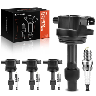 4 Pcs Black Ignition Coil & 4 Pcs IRIDIUM Spark Plug Kit