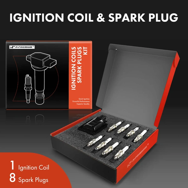 Ignition Coil and Spark Plug Kit Set of 9 Iridium & Platinum Series, 4-Blade Terminal A-Premium APIC0958