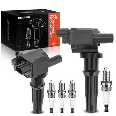 2 Pcs Ignition Coil & 4 Pcs IRIDIUM Spark Plug Kits