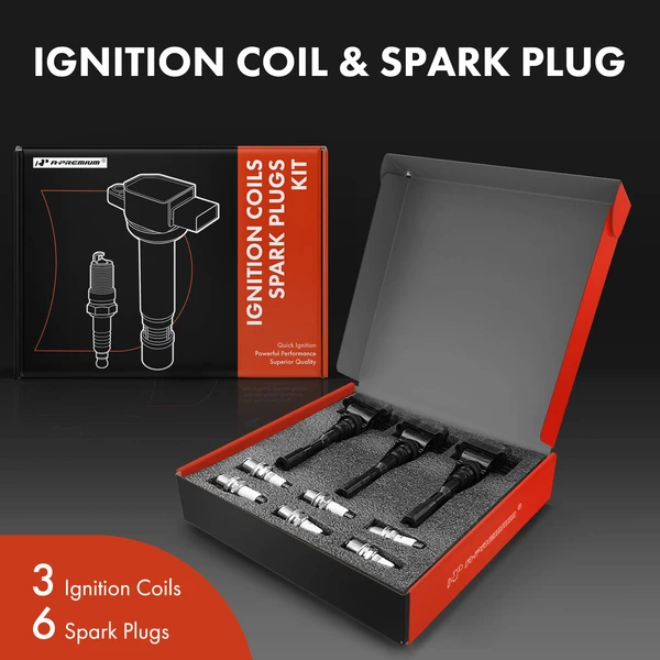 Ignition Coil and Spark Plug Kit Set of 9 Iridium Series, 3-Blade Terminal A-Premium APIC0546