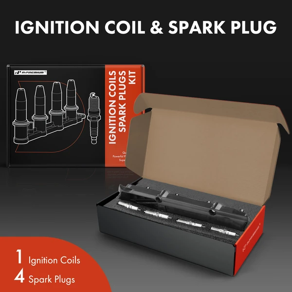 Ignition Coil and Spark Plug Kit Set of 5 Iridium Series, 4-Blade Terminal A-Premium APIC0661