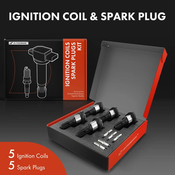 Ignition Coil and Spark Plug Kit Set of A Set of 10 Iridium Series, 3-Blade Terminal A-Premium APIC0538