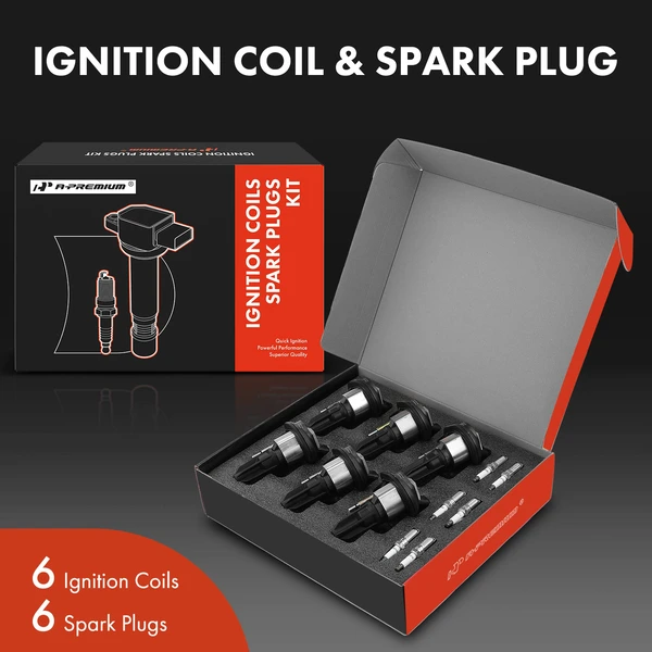 Ignition Coil and Spark Plug Kit Set of 12 Iridium Series, 3-Blade Terminal A-Premium APIC0539