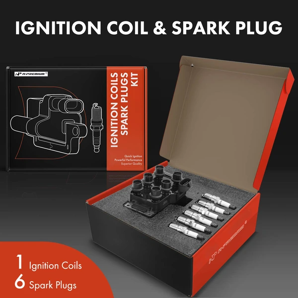 Ignition Coil and Spark Plug Kit Set of 7 Iridium Series, 4-Blade Terminal A-Premium APIC0652