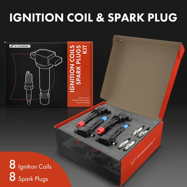 Ignition Coil and Spark Plug Kit Set of 16 Iridium Series, 3+3-Blade Terminal A-Premium APIC0765