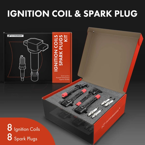 Ignition Coil and Spark Plug Kit Set of 16 Iridium Series, 3-Blade Terminal A-Premium APIC0786