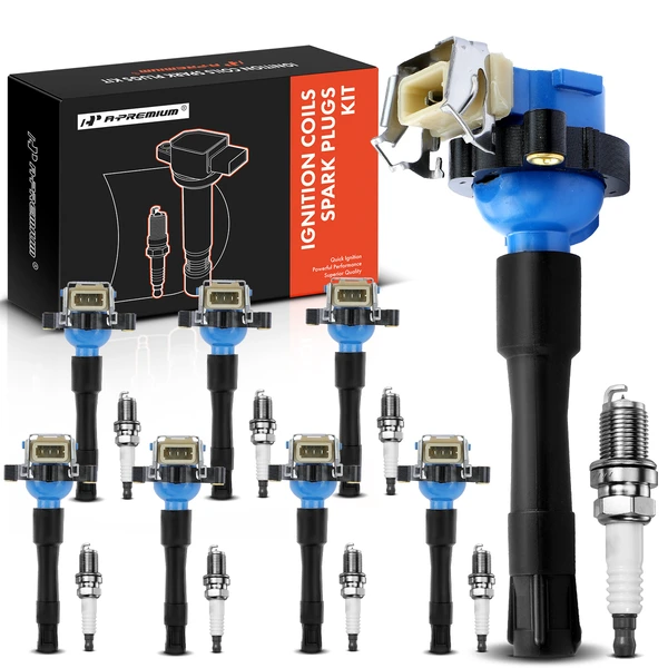 1998-2000 BMW 740iL Ignition Coil and Spark Plug Kit Set of 16 Iridium Series, 3-Blade Terminal A-Premium APIC0541