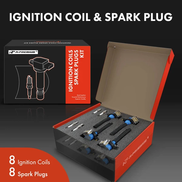 Ignition Coil and Spark Plug Kit Set of 16 Iridium Series, 3-Blade Terminal A-Premium APIC0541