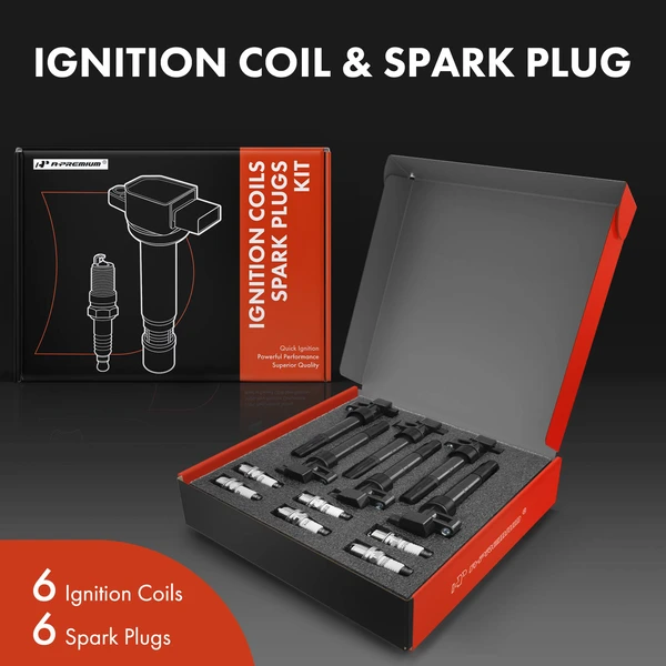 Ignition Coil and Spark Plug Kit Set of 12 Iridium Series, 2-Blade Terminal A-Premium APIC0548