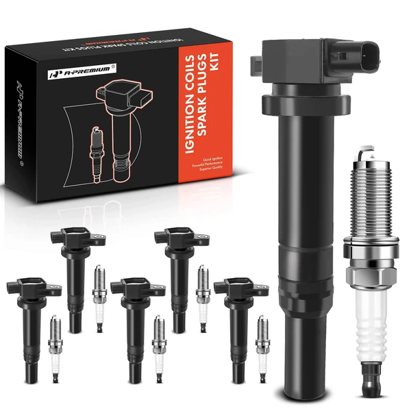 2007-2009 Hyundai Santa Fe Ignition Coil and Spark Plug Kit Set of A Set of 12 Iridium Series, 2-Blade Terminal A-Premium APIC0552