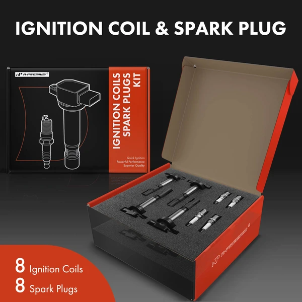 Ignition Coil and Spark Plug Kit Set of 16 Iridium Series, 4-Blade Terminal A-Premium APIC0555