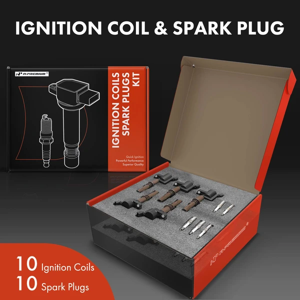 Ignition Coil and Spark Plug Kit Set of 20 Iridium Series, 2-Pin Terminal A-Premium APIC0664