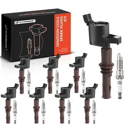 8 Pcs Black Ignition Coil & 8 Pcs IRIDIUM Spark Plug Kit