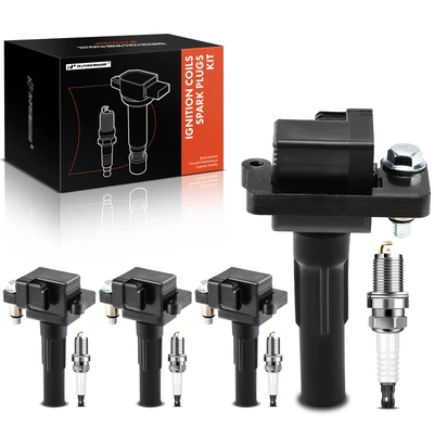 4 Pcs Black Ignition Coil & 4 Pcs IRIDIUM Spark Plug Kit