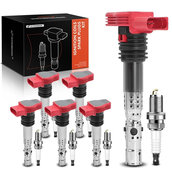 2002-2006 Audi A4 Quattro Ignition Coil and Spark Plug Kit Set of A Set of 12 Iridium Series, 4-Blade Terminal A-Premium APIC0814