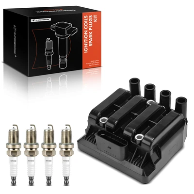 1 Pc Ignition Coil & 4 Pcs Double Iridium Spark Plug Kits