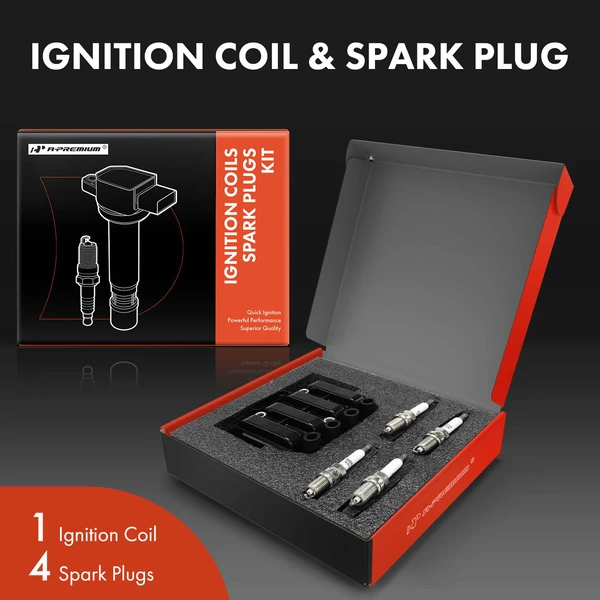 Ignition Coil and Spark Plug Kit Set of 5 Double Iridium Series, 6-Blade Terminal A-Premium APIC0961