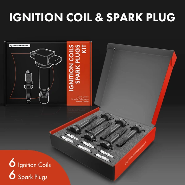 Ignition Coil and Spark Plug Kit Set of A Set of 12 Iridium Series, 2-Blade Terminal A-Premium APIC0668