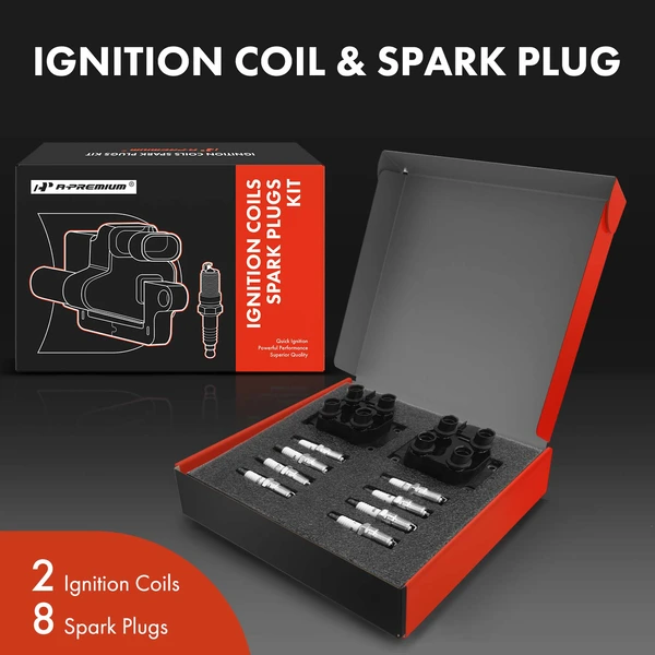 Ignition Coil and Spark Plug Kit Set of A Set of 10 Iridium Series, 3-Blade Terminal A-Premium APIC0556