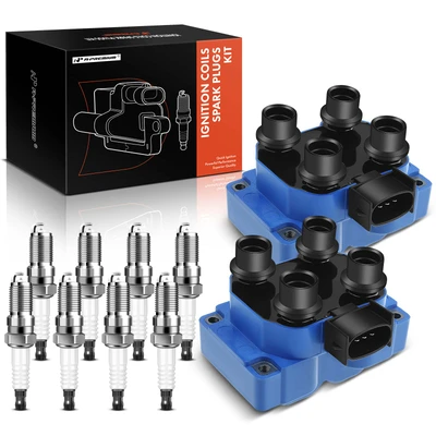 2 Pcs Ignition Coil & 8 Pcs IRIDIUM Spark Plug Kit