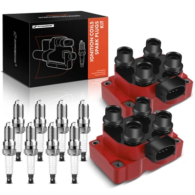 2 Pcs Ignition Coil & 8 Pcs IRIDIUM Spark Plug Kit