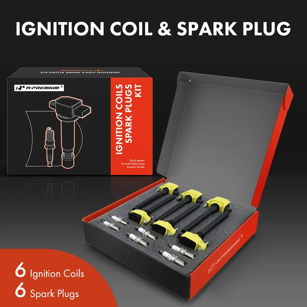 Ignition Coil and Spark Plug Kit Set of A Set of 12 Iridium Series, 2-Blade Terminal A-Premium APIC0560