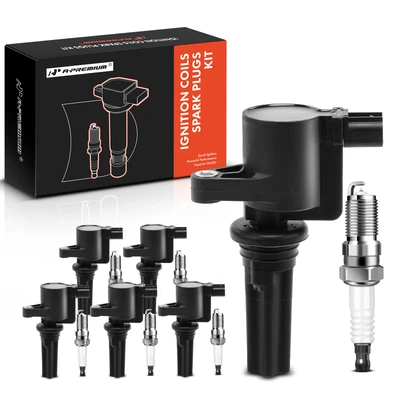 6 Pcs Black Ignition Coil & 6 Pcs IRIDIUM Spark Plug Kit