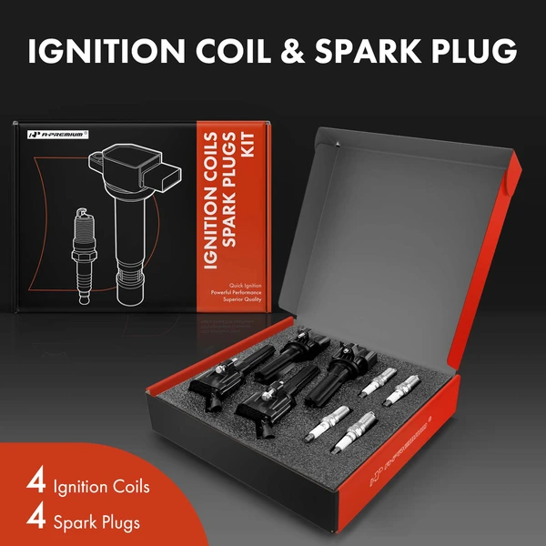 Ignition Coil and Spark Plug Kit Set of 8 Iridium Series, 3-Blade Terminal A-Premium APIC0669