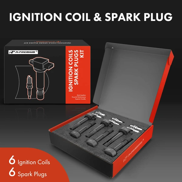 Ignition Coil and Spark Plug Kit Set of A Set of 12 Iridium Series, 3-Blade Terminal A-Premium APIC0619