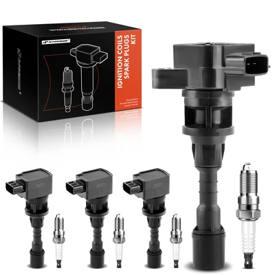 4 Pcs Black Ignition Coil & 4 Pcs IRIDIUM Spark Plug Kit