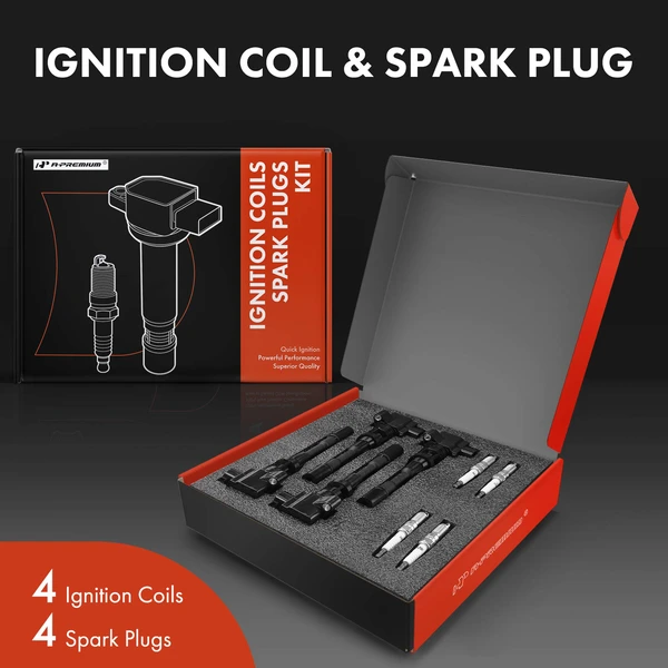 Ignition Coil and Spark Plug Kit Set of 8 Double Iridium Series, 5-Blade Terminal A-Premium APIC0675