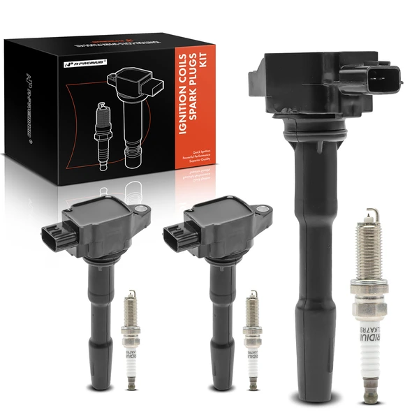 2016-2017 Smart Fortwo Ignition Coil and Spark Plug Kit Set of 6 Iridium Series, 3-Blade Terminal A-Premium APIC0862