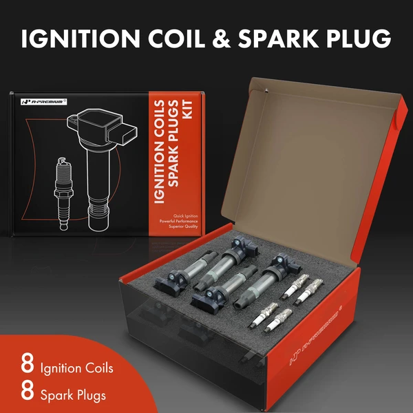 Ignition Coil and Spark Plug Kit Set of A Set of 16 Iridium Series, 4-Blade Terminal A-Premium APIC0817