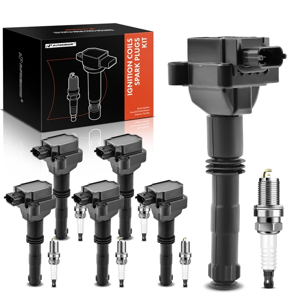 1997-2005 Porsche Boxster Ignition Coil and Spark Plug Kit Set of 12 Double Iridium Series, 3-Blade Terminal A-Premium APIC0676
