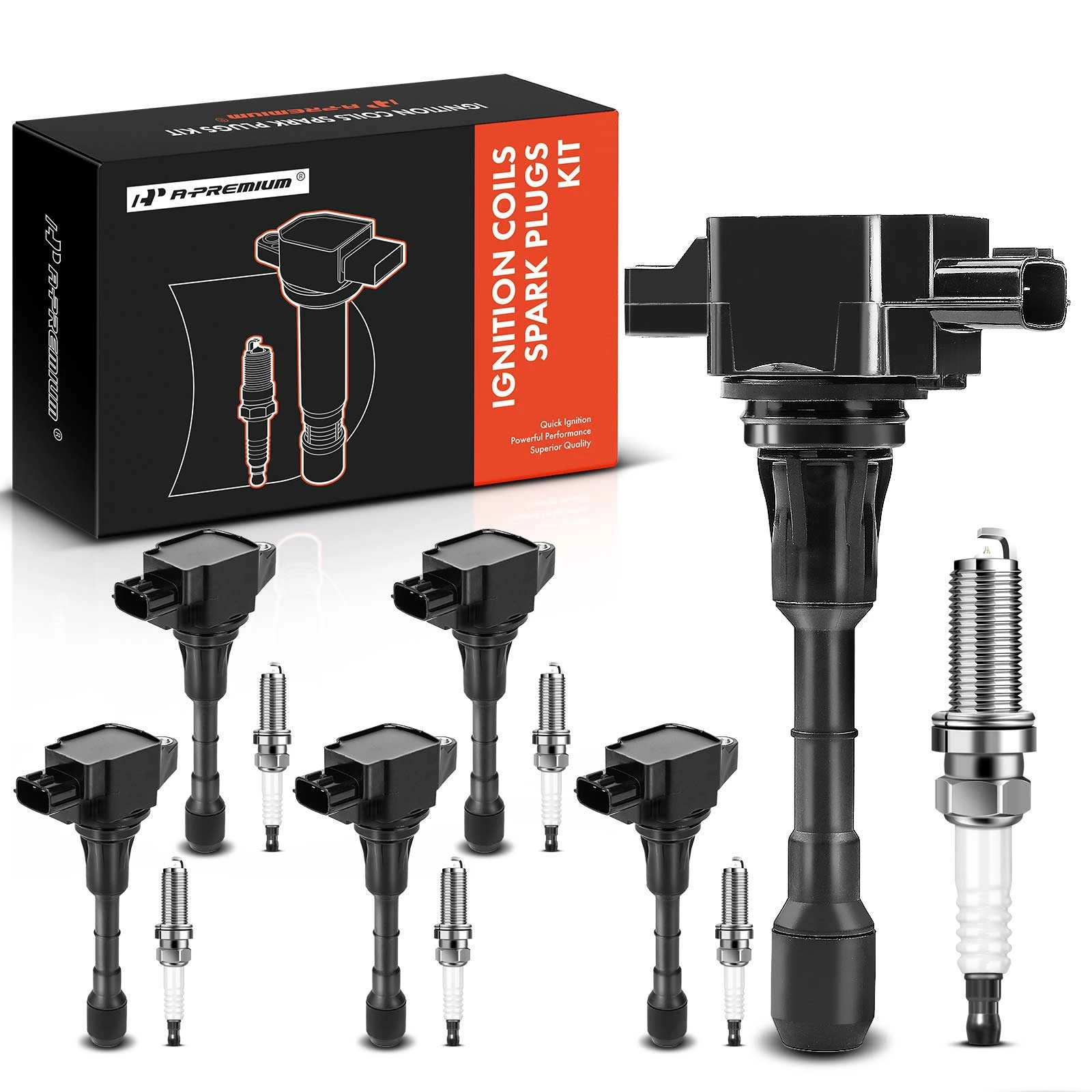 The A-premium Ignition Coil and Spark Plug Kit Set of 12 Iridium Series | 3-Blade Terminal | 2-Year Warranty | A-Premium APIC0620 Image 