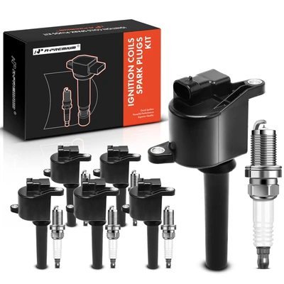 6 Pcs Black Ignition Coil & 6 Pcs IRIDIUM Spark Plug Kit