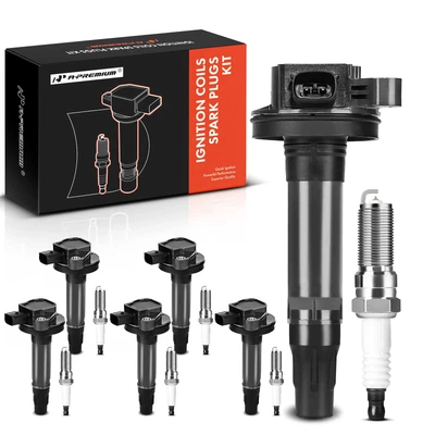 6 Pcs Black Ignition Coil & 6 Pcs IRIDIUM Spark Plug Kit