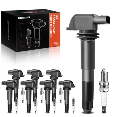 8 Pcs Black Ignition Coil & 8 Pcs IRIDIUM Spark Plug Kit