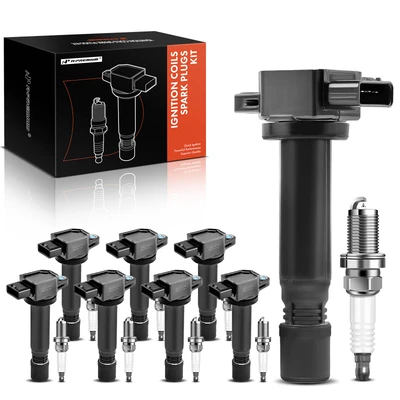8 Pcs Black Ignition Coil & 8 Pcs IRIDIUM Spark Plug Kit