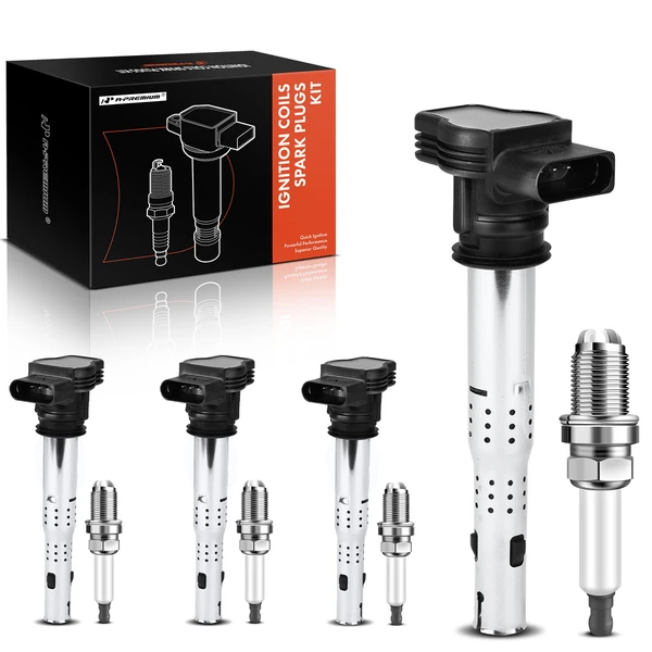 2006-2010 Volkswagen Passat Ignition Coil and Spark Plug Kit Set of 8 Iridium Series, 4-Blade Terminal A-Premium APIC0626
