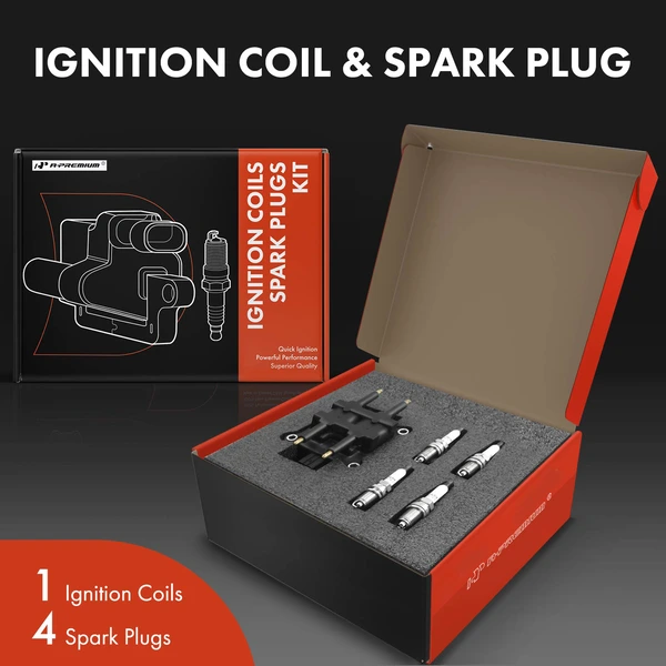Ignition Coil and Spark Plug Kit Set of A Set of 5 Iridium Series, 3-Blade Terminal A-Premium APIC0572